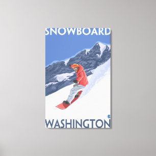 WashingtonSnowboarding Vintages Reise-Plakat Leinwanddruck