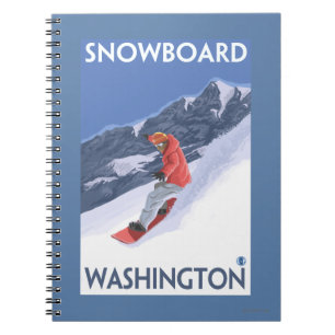 WashingtonSnowboarding Vintages Reise-Plakat Notizblock