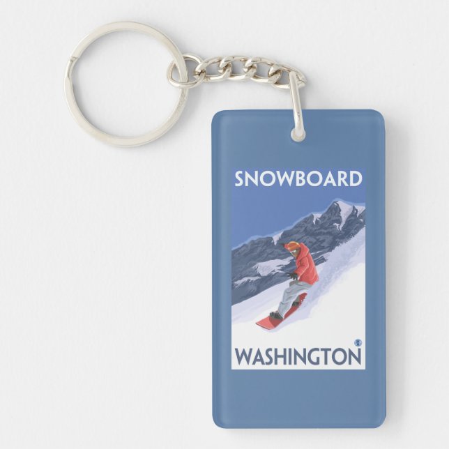 WashingtonSnowboarding Vintages Reise-Plakat Schlüsselanhänger (Vorderseite)