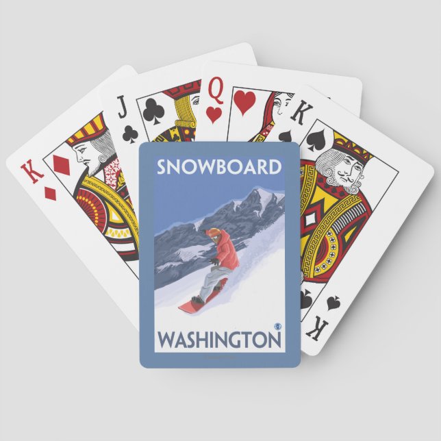 WashingtonSnowboarding Vintages Reise-Plakat Spielkarten (Rückseite)