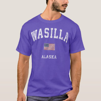 Wasilla Alaa Ak Amerikanische Flagge Sportgeschenk T-Shirt
