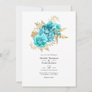 Wassa und Gold Floral Wedding Einladung