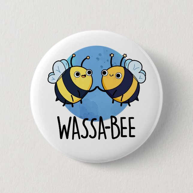 Wassabee Funny Wasabi Bee Pun Button (Vorderseite)