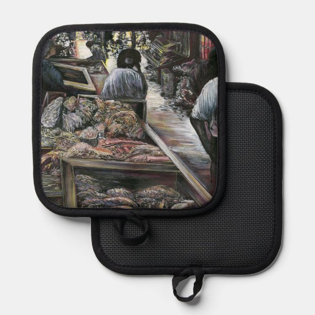 Wasser, aber geküsst mit Wüstenwind, Jerusalem Topflappen (Vorderseite/Rückseite)