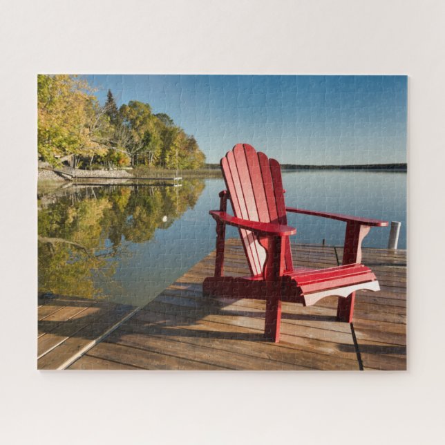Wasser | Adirondack-Vorsitz am See Puzzle (Horizontal)