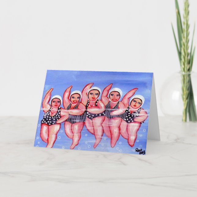 Wasser Aerobic Divas Fun Whimsical Chubby Karte (Vorderseite)