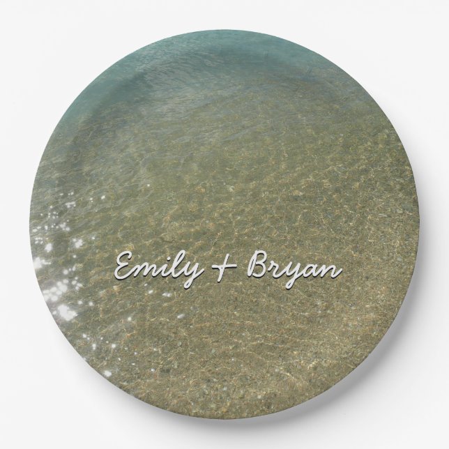 Wasser am Strand I Abstrakt Naturfotografie Pappteller (Vorderseite)