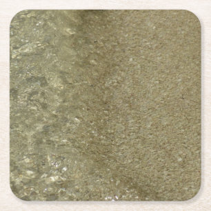 Wasser am Strand II Abstrakte Naturfotografie Rechteckiger Pappuntersetzer
