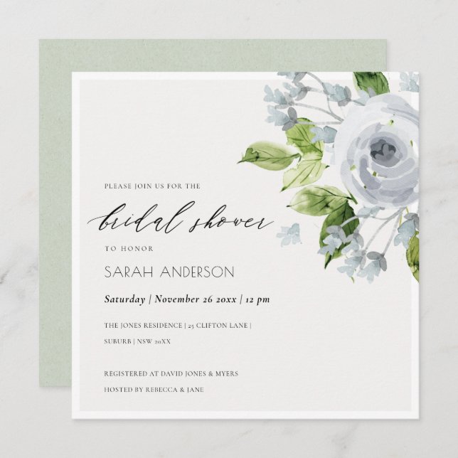 WASSER AQUA BLAUES WASSERFARBEN BRAUTPARTY EINLADUNG (Vorne/Hinten)