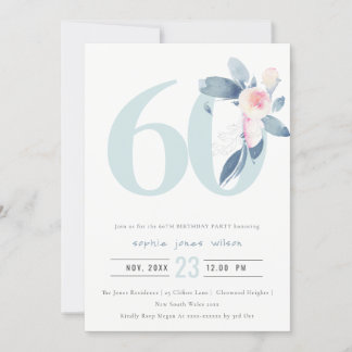 WASSER AQUA BLUSH BLUE BLUE FLORAL 60 JEDER ALTER EINLADUNG