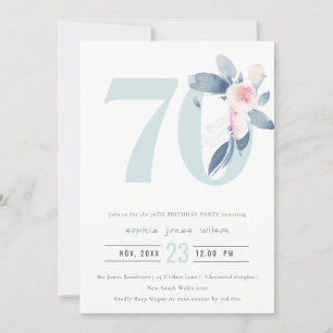 WASSER AQUA BLUSH BLUE BLUE FLORAL 70 JEDES ALTER  EINLADUNG
