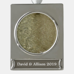 Wasser auf dem Strand II Abstrakte Naturfotografie Banner-Ornament Silber