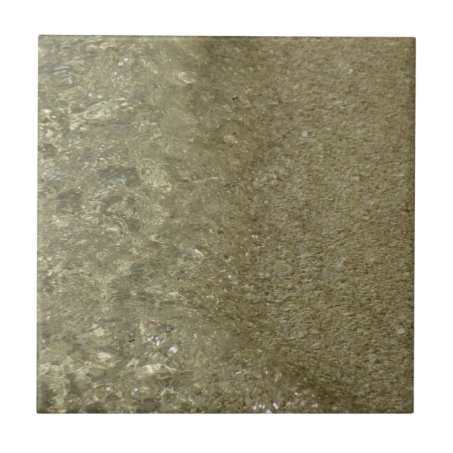 Wasser auf dem Strand II Abstrakte Naturfotografie Fliese (Vorderseite)