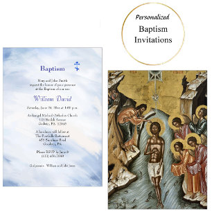 Wasser aus den Quellen der Erlösung orthodoxe Tauf Einladung