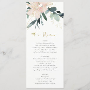 WASSER BLUSH GOLD FLORAL BUNCH WATERCOLOR WEDD MENÜKARTE