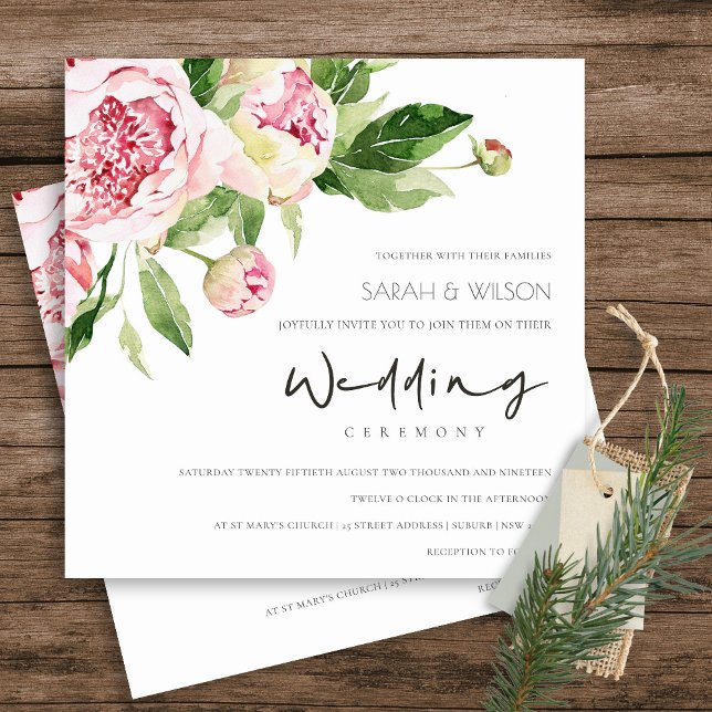 WASSER BLUSH PEONY FLORAL BUNCH WATERCOLOR WEDD EINLADUNG (Von Creator hochgeladen)