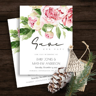 WASSER BLUSH PEONY FLORAL WATERCOLOR SAVE THE DATE ANKÜNDIGUNGSPOSTKARTE