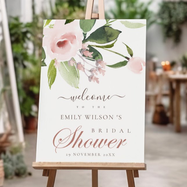 WASSER BLUSH PINK ROSE FLORAL BRAUTPARTY WILLKOMME POSTER (Von Creator hochgeladen)