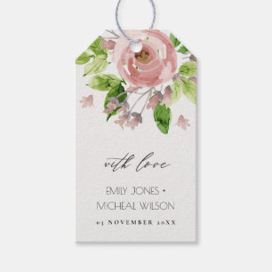 WASSER BLUSPINK WATERCOLOR BLLORAL MONOGRAMM GESCHENKANHÄNGER