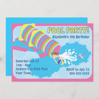 Wasser-Dia-Pool-Party Einladung