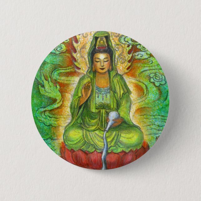 "Wasser-Drache" Kuan Yin Buton Button (Vorderseite)