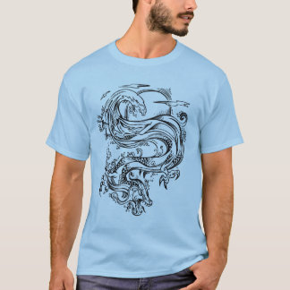 Wasser-Drache-Skizze-Art-T - Shirt