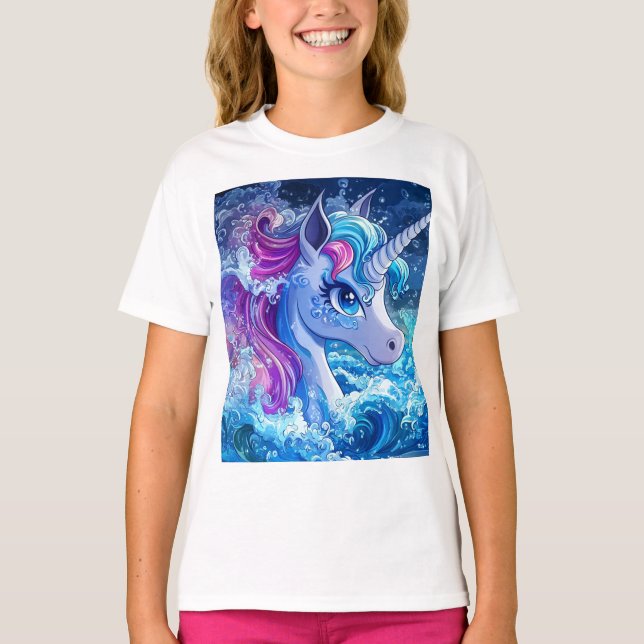 Wasser Einhorn Nah T-Shirt (Vorderseite)