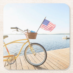 Wasser Fahrrad am See Rechteckiger Pappuntersetzer