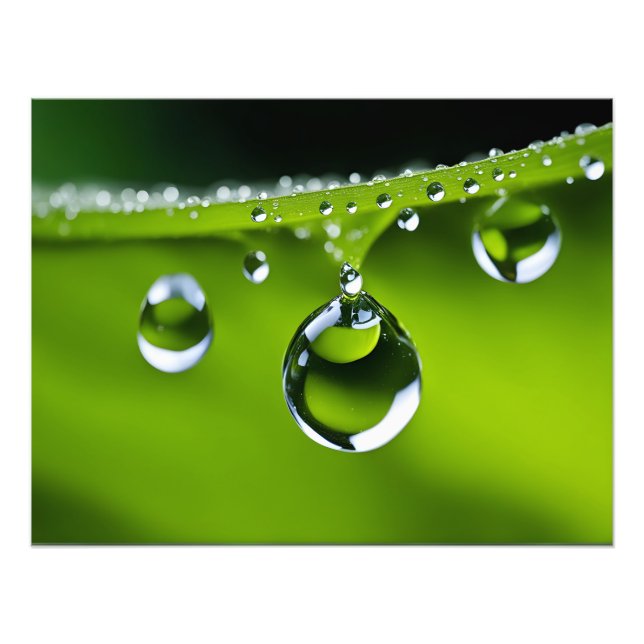 Wasser fällt auf Blätter Fotodruck (Vorne)
