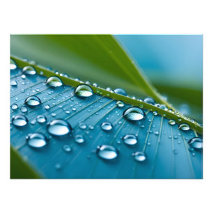 Wasser fällt auf Blätter Fotodruck