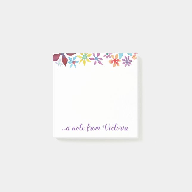 Wasser-FarbBlumen Post-it Klebezettel (Vorderseite)