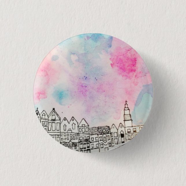 Wasser-Farbstadt-Abzeichen Button (Vorderseite)