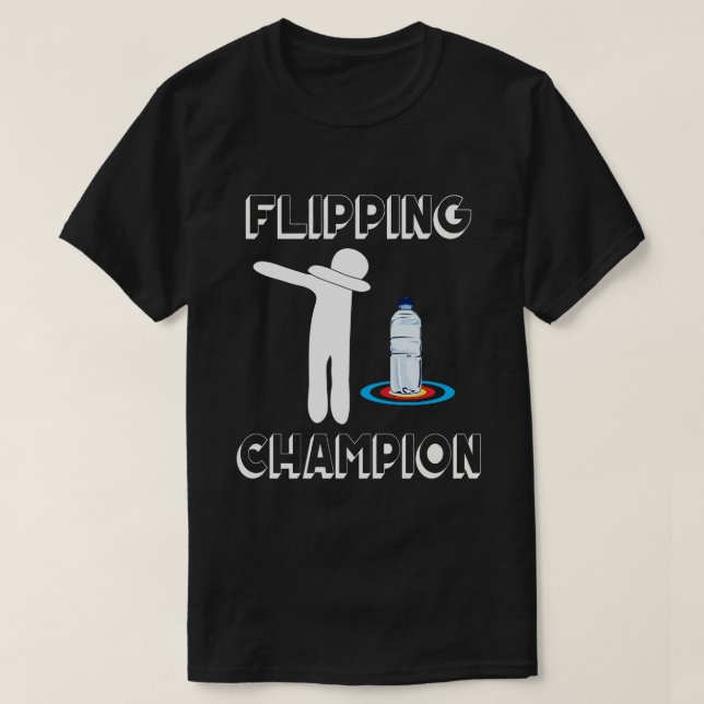 Wasser-Flasche, die das T-Shirt betupft umdreht, (Design vorne)