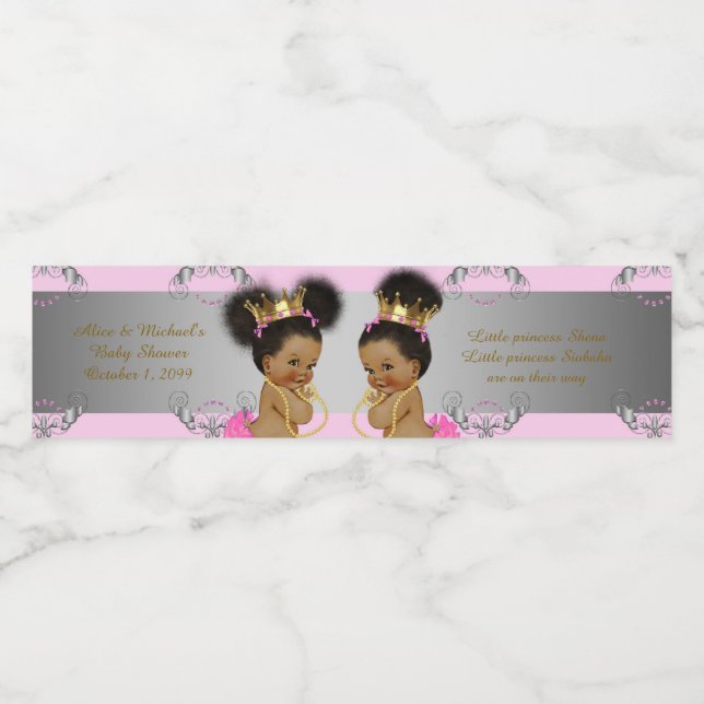 Wasser Flasche Etikett Zwilling,Babydusche,rosa Si (Einzelnes Label)