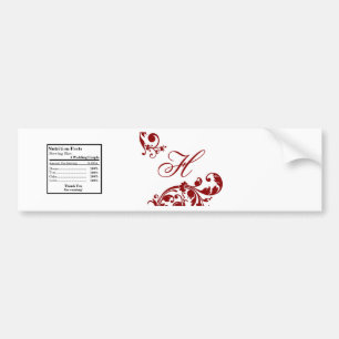 Wasser Flasche Label Crimson Red Floral Filigree Autoaufkleber