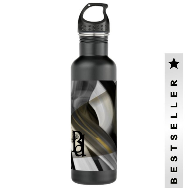 Wasser Flasche Trend Abstrakt Art Schwarz-weiß Gol Edelstahlflasche (Von Creator hochgeladen)