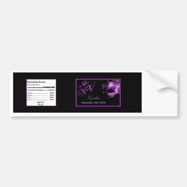 Wasser-Flaschen-Aufkleber Mis XV lila Morado Autoaufkleber (Vorne)