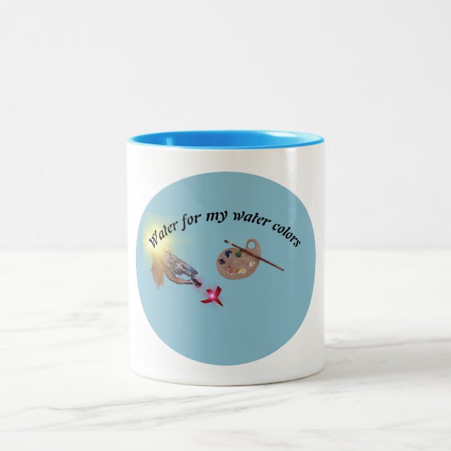Wasser für meine Wasserfarben Zweifarbige Tasse (Mittel)