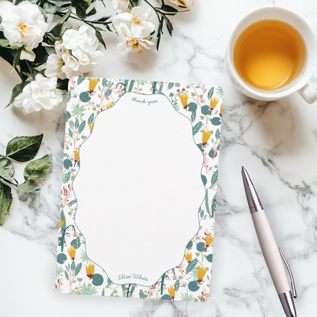 Wasser Garten Florale Bridal Shower Benutzerdefini Dankeskarte (Water Garden Floral Bridal Shower Cute CUSTOM Thank You Note Card
)