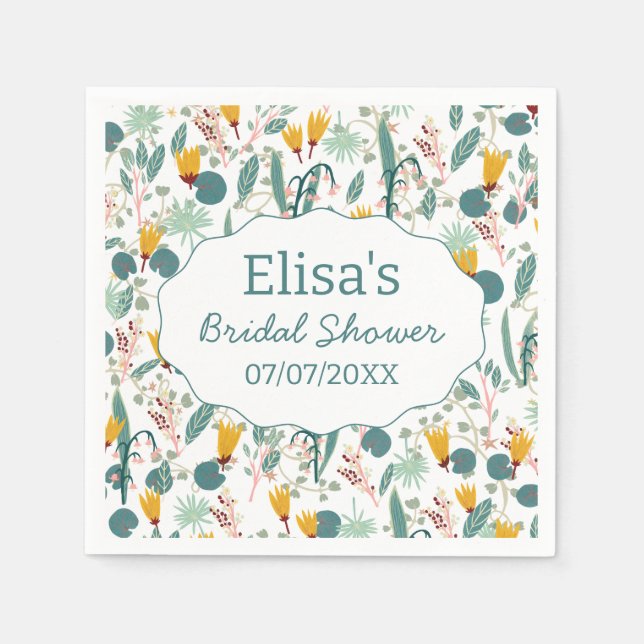 Wasser Garten Florale Bridal Shower Süße BENUTZERD Serviette (Vorderseite)
