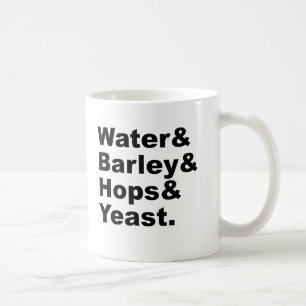 Wasser & Gerste & Hopfen & Hefe Bierzutaten Kaffeetasse