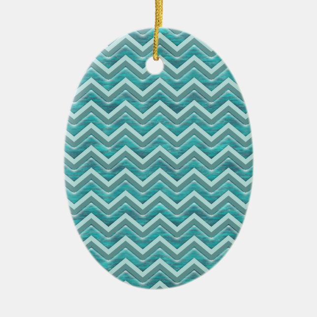 Wasser Glitzer Zickzack Muster Keramik Ornament (Vorne)
