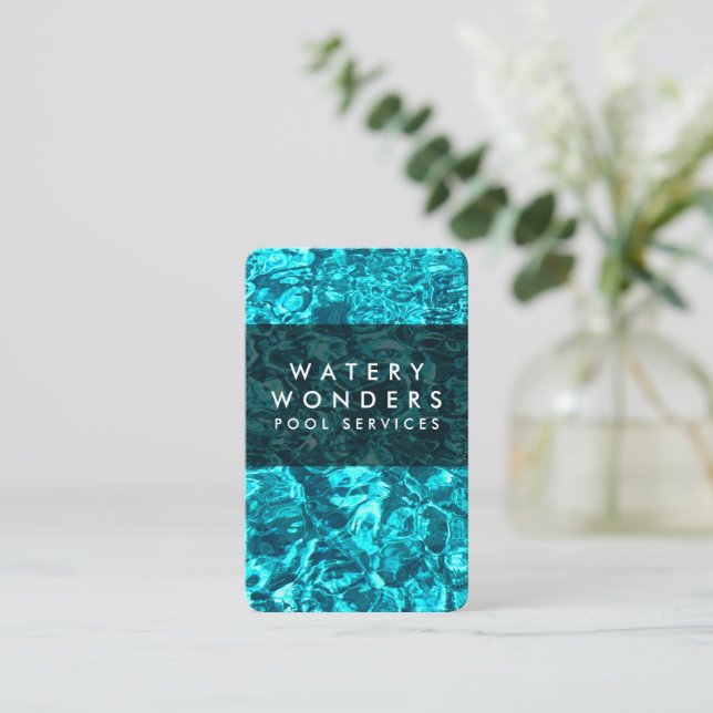 Wasser Glitzern Schwimmbad Reiniger Gärtner Visitenkarte (Stehend Vorderseite)