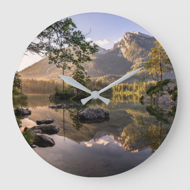 Wasser | Hintersee Berchtesgaden Deutschland Große Wanduhr (Vorderseite)