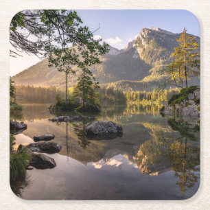 Wasser Hintersee Berchtesgaden Deutschland Rechteckiger Pappuntersetzer