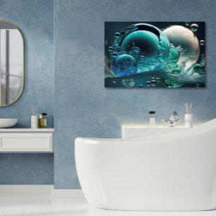 Wasser in Bewegung: Horizontale Aquamarine und wei Leinwanddruck