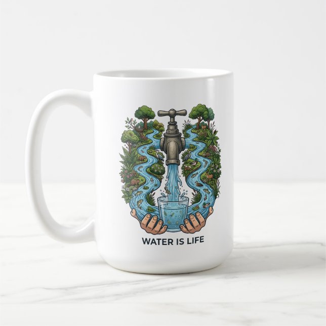 Wasser ist Leben | Natur Ökosystem Erhaltungskunst Kaffeetasse (Links)