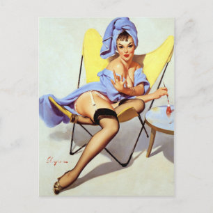 Wasser-Kühler Pin Up Postkarte
