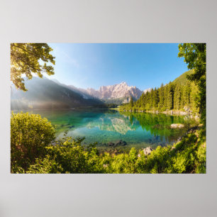 Wasser   Lago di Fusine Mount Gangart Julische Alp Poster
