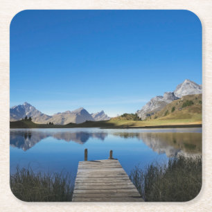 Wasser Lai da Vons Schweiz Rechteckiger Pappuntersetzer